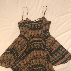 Print open tie back dress